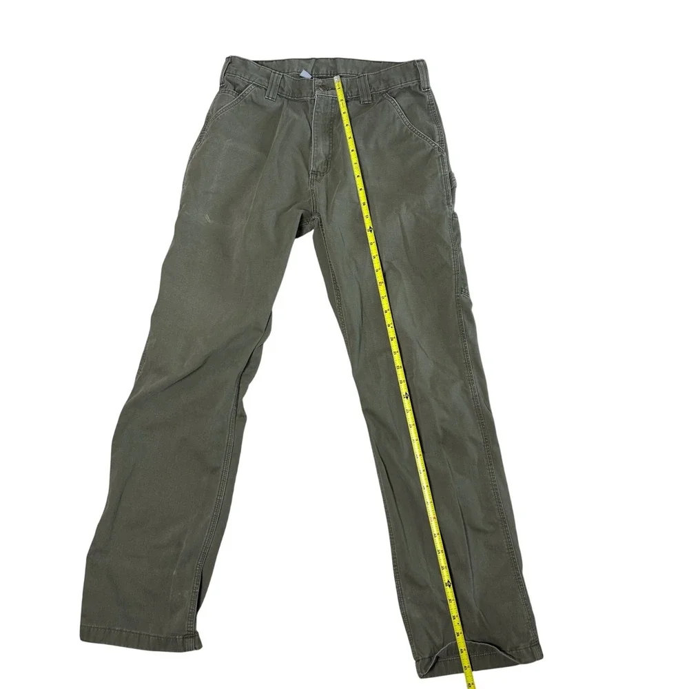 Carhartt Carpenter Work Pants Mens 32x34 Moss Green Canvas Utility - Picture 4 of 11